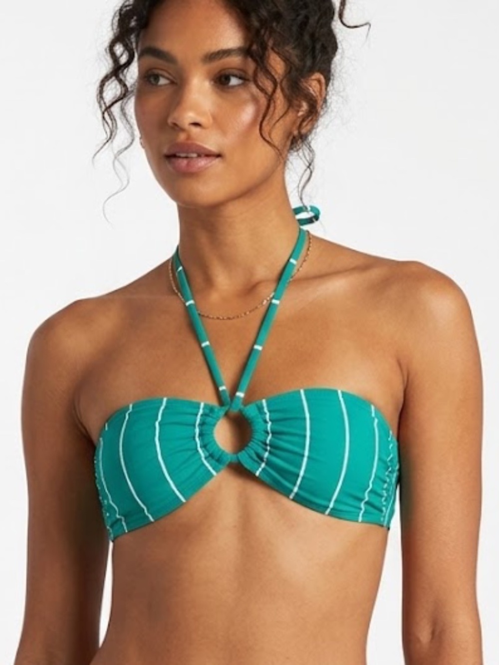 Billabong Green Striped Bandeau Bikini Top - NWT